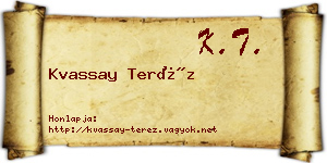 Kvassay Teréz névjegykártya